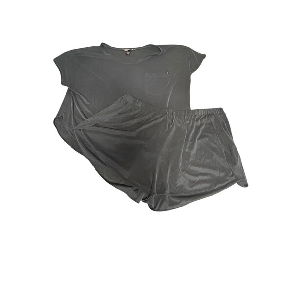 Victoria's Secret Silky Satin Black Lace Pajama Set Shorts XL Grunge Gothic Y2K - Picture 1 of 8